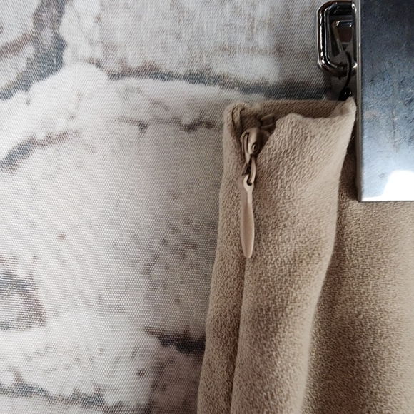 H Halston High Rise Wide Leg Dress Pant Tan Velvet Piping Bandless Waist Size 6 - Picture 11 of 16